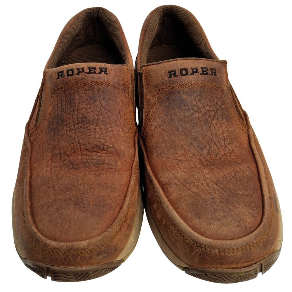 Roper Men's Size 8 Docks Slip-On Casual Shoes Round Toe Pre Owned (Elastic Cut)